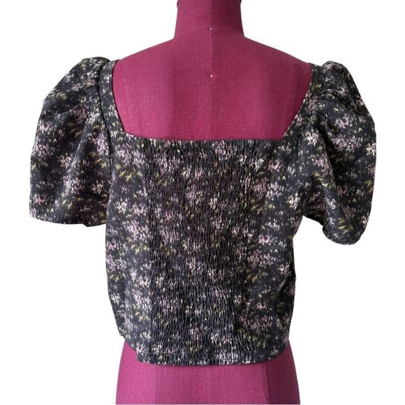 Madewell Hopewell Puff Sleeve Crop Top size L in Blurred Ikat - Picture 3 of 9